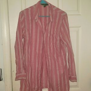 Dip Pink White Stripe Button Up
